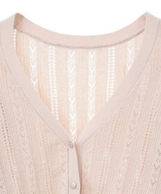 earth music&ecology シルバーボタン透かし編みニットカーディガン