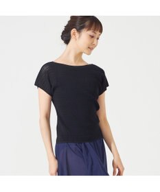 Chacott 【ノーソーイングニット】ボートネックメッシュTシャツ