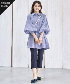 Tiaclasse 【洗える】パフ袖シャツチュニックブラウス