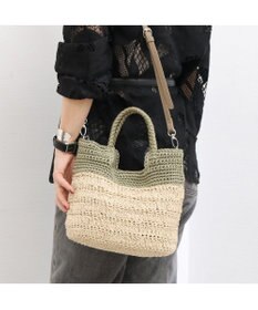 UNBILLION カシュカシュ cachecache / 切り替え柄編みミニトート カゴバッグ