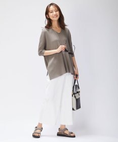 J.PRESS LADIES 【洗える】コットンシルクリラクシー Vネック ニット