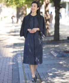 J.PRESS LADIES L 【洗える】ブロックドットプリント ワンピース