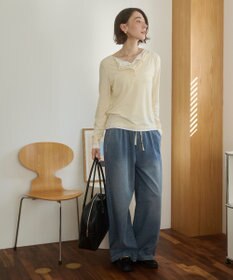 WEGO 【ANGIE VINTAGE】デニムイージーパンツ