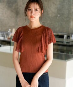 ANY SIS S 【洗える】レーシーフレアスリーブ ニット