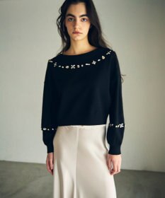 GRACE CONTINENTAL マルチビジューニットトップ