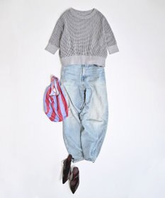 TOQUE 25SS新作〈大草直子さんアドバイザー〉【天然素材】シルク×コットン粗メッシュニットドルマンスリーブ5分袖