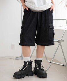 WEGO 【ウエストゴム/2WAY】2WAYデニムカーゴパンツ