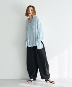 YECCA VECCA シャーリングギャザーリボンブラウス