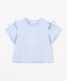 ANY KIDS 【洗濯機可能】肩あき ロゴ刺繍Tシャツ