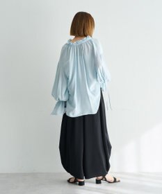 YECCA VECCA シャーリングギャザーリボンブラウス