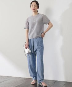 自由区 L 【17号サイズまで展開・カタログ掲載】コットンリネンシャンブレーテーパード パンツ