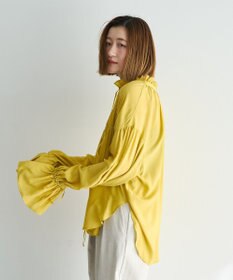 YECCA VECCA シャーリングギャザーリボンブラウス
