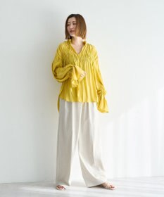 YECCA VECCA シャーリングギャザーリボンブラウス