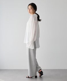 YECCA VECCA シャーリングギャザーリボンブラウス
