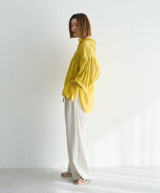 YECCA VECCA シャーリングギャザーリボンブラウス