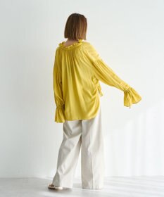 YECCA VECCA シャーリングギャザーリボンブラウス