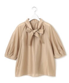 23区 L 【WEB&一部店舗限定/洗える】ライトシアーミクスチャー ボウタイ ブラウス