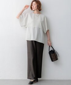 23区 【吸水速乾/UVカット/接触冷感】ストレッチジョーゼット  ケープデザイン カットソー