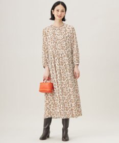 自由区 【洗える】スノーフラワープリント ワンピース