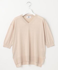 J.PRESS LADIES L 【洗える】COTTON LINEN Vネック ニット