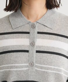 Green Parks 衿付き７分袖ニットプルオーバー