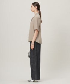 ICB L 【人気のため新色追加・接触冷感・UVケア・洗える】BackSatinAmunzen 5分袖配色ボウタイブラウス