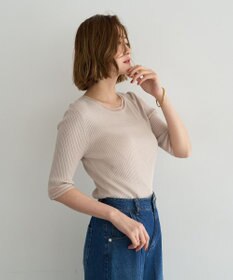 YECCA VECCA シアーMIX5分袖ニット