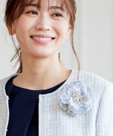 J.PRESS LADIES ツイード コサージュ ライトグレー系