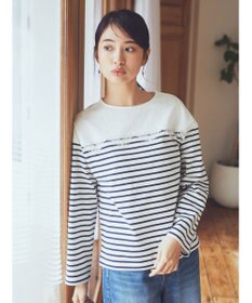 earth music&ecology レースボーダーカットソープルオーバー