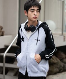 WEGO 【ユニセックス着用ITEM】ラインラグランZIPパーカー