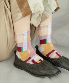 COQ MOSS MEMORY シアーパッチワークソックス