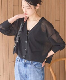 AMERICAN HOLIC ウォッシャブルショート丈シアーカーディガン