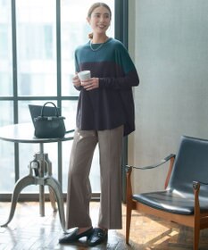 ICB 【洗える】T/Wブロード ワイドストレートパンツ