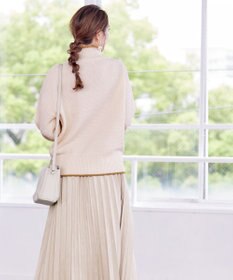 Tiaclasse 【洗える】かのこ編み配色ラインニットプルオーバー