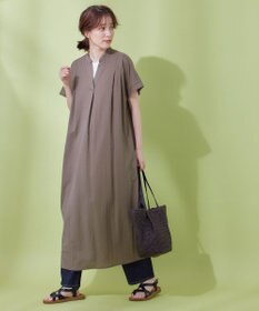 ANY 【洗濯機可能/ストレッチ】ナチュラルワッシャーワンピース ライトモカ
