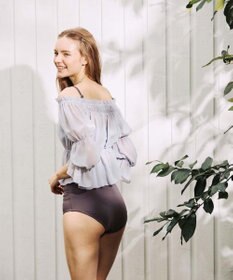 San-ai Resort（三愛水着楽園） パフスリーブトップス付き3点セット水着　9M　【San-ai Resort（サンアイリゾート）】