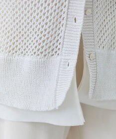 BEIGE， 【洗える】ALOE / コットンメッシュVネックミドル丈カーディガン