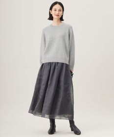 自由区 L 【洗える】ウールカシミヤブレンドラメスパンコールクルーネック ニット