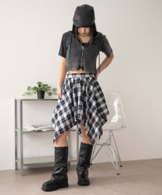 WEGO ランダムヘムチェックミニスカート