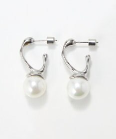 Phoebe 〈金属アレルギー対応〉リップルパールフープピアス　シルバー/ステンレス/大ぶり/存在感◎/主役級