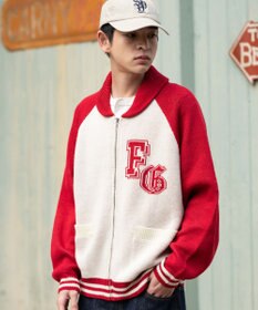 WEGO 【ユニセックス着用ITEM】グラフィックZIPニットブルゾン