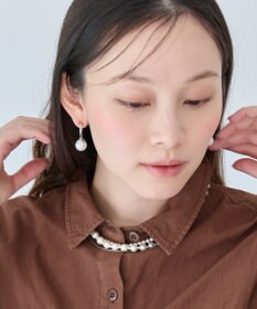 Phoebe 〈金属アレルギー対応〉リップルパールフープピアス　シルバー/ステンレス/大ぶり/存在感◎/主役級