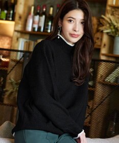 Tiaclasse 【洗える】かのこ編み配色ラインニットプルオーバー