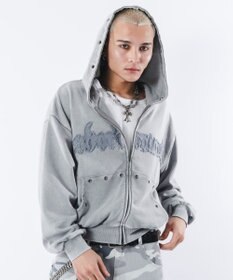 WEGO 【ユニセックス着用ITEM】ブリーチハトメZIPパーカー