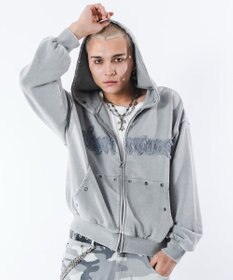 WEGO 【ユニセックス着用ITEM】ブリーチハトメZIPパーカー