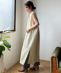 UNFILO L シアーサテン ロングシャツワンピース