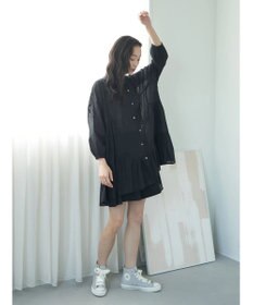 earth music&ecology コットンボイル切替ティアードチュニック