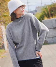 Tiaclasse 【洗える】かのこ編み配色ラインニットプルオーバー