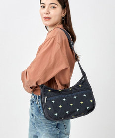 レスポートサック】LeSportsac 花柄プリント ショルダーバッグ 紺×茶-