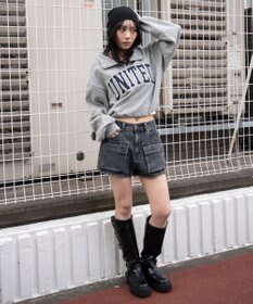 WEGO グラフィックハーフジップスウェット